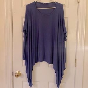 A’reve Blue Deep Layers Poncho style short sleeve shirt size M